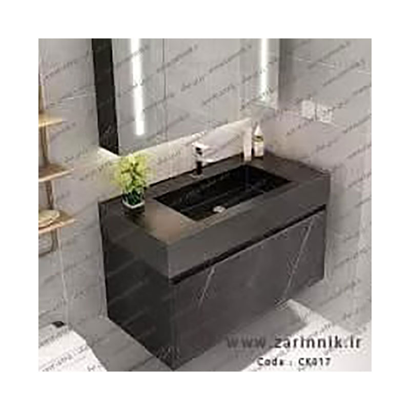 روشویی مدرن سرامیکی کابینتی مشکی کد CK017 طول ۷۰ سانتی‌متر