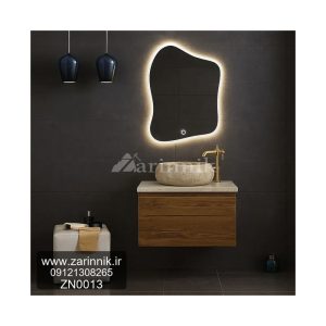 روشویی-سنگی-و-آینه-مدرن-طرح-چوب-زرین-نیک-کد-ZN0013